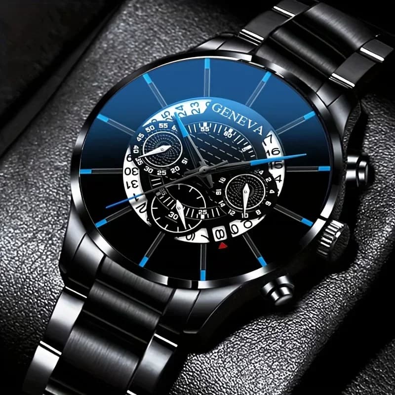 Orologio al quarzo con quadrante rotondo per uomo cinturino in acciaio inossidabile funzione calendario Business Allo CaseNonWaterproof regalo ideale per lui