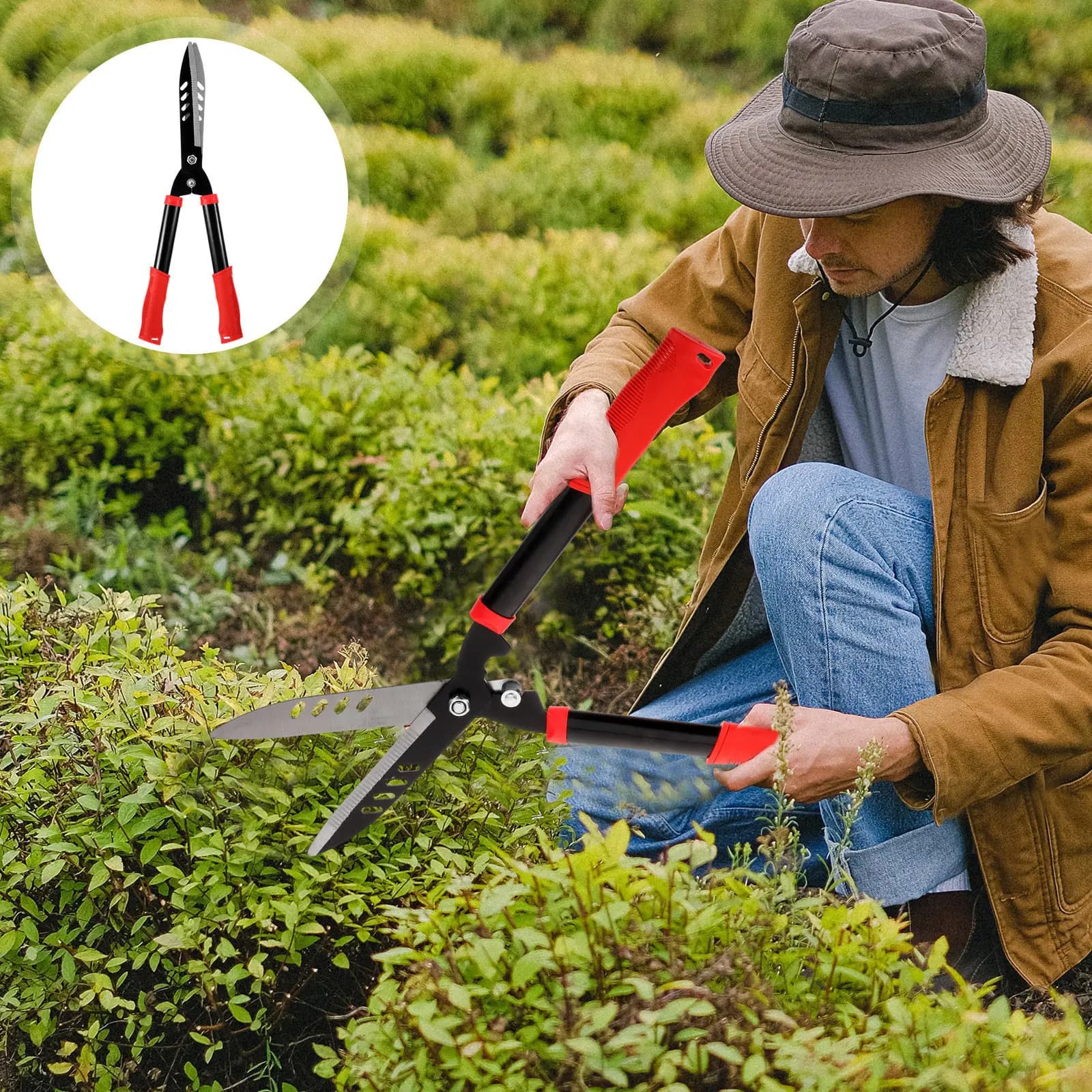 Forbici da Giardino Professionali per Potatura Siepi e Alberi, in Acciaio Resistente con Impugnatura Antiscivolo, Pratiche per Giardinaggio