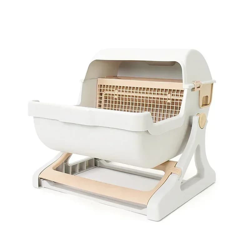 Toilette per gatti Toilette semiautomatica extra large per animali domestici Semi chiusa Lettiera per gatti Materiale ecologico