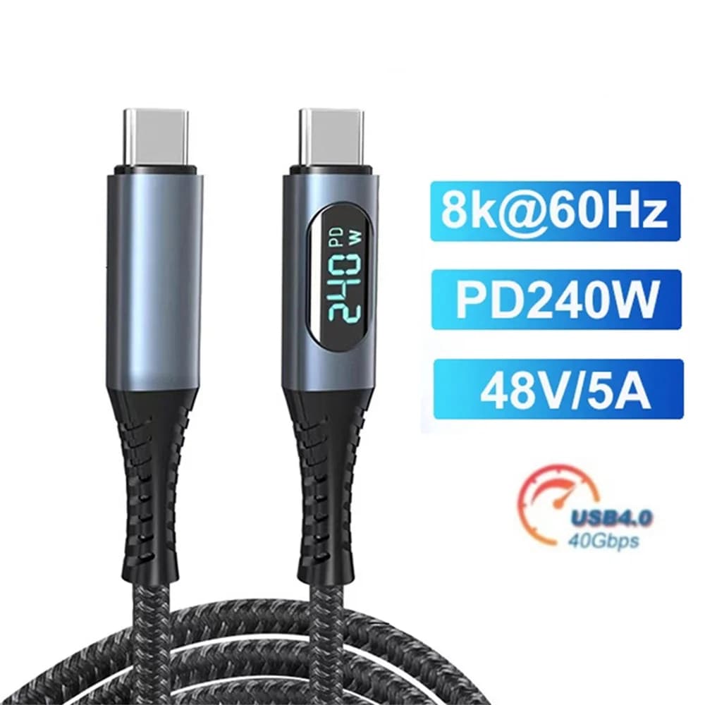 Cavo USB 4.0 da tipo C a tipo C ricarica rapida Thunderbolt 4 8K 60Hz 40Gbps 240W compatibile con PS5 Nintendo Switch MacBook Pro