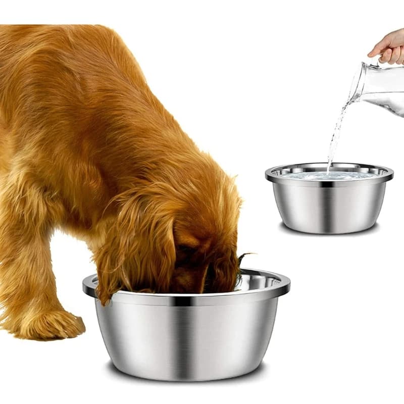A Stainless Steel Dog Feeders 20cm 24cm 28cm 30cm Round Water Food Bowl for Small Medium Large Dogs Pet Supplies