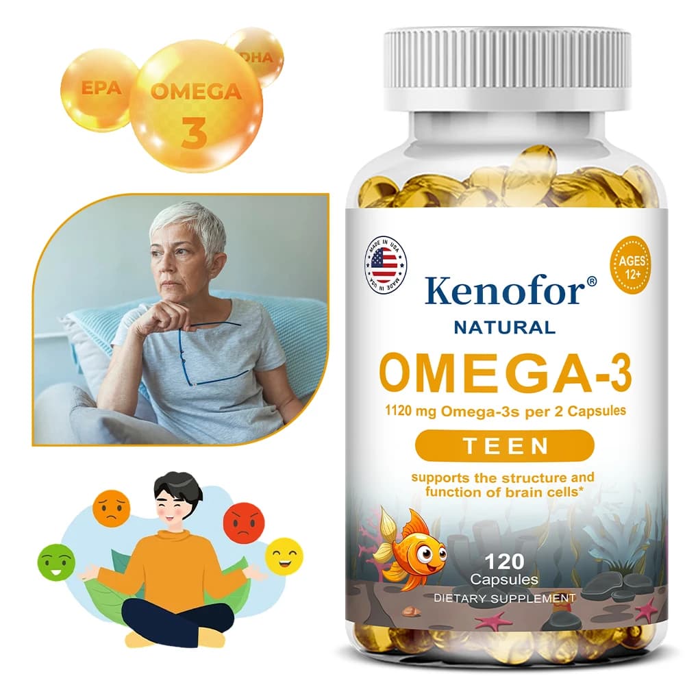 Omega 3 Fish Oil Supplement - Fish Oil Supplement EPA DHA Omega 3 with brain vitamins immune booster, liver support for mood