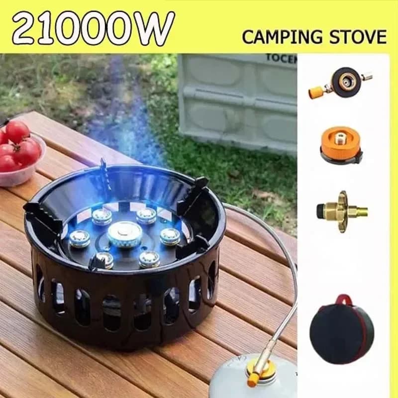 19800/20000W 7-Core Fornello da campeggio Bruciatore a gas ad alta potenza Fornello antivento Accensione elettronica Fornelli da esterno Escursionismo Campeggio 2023
