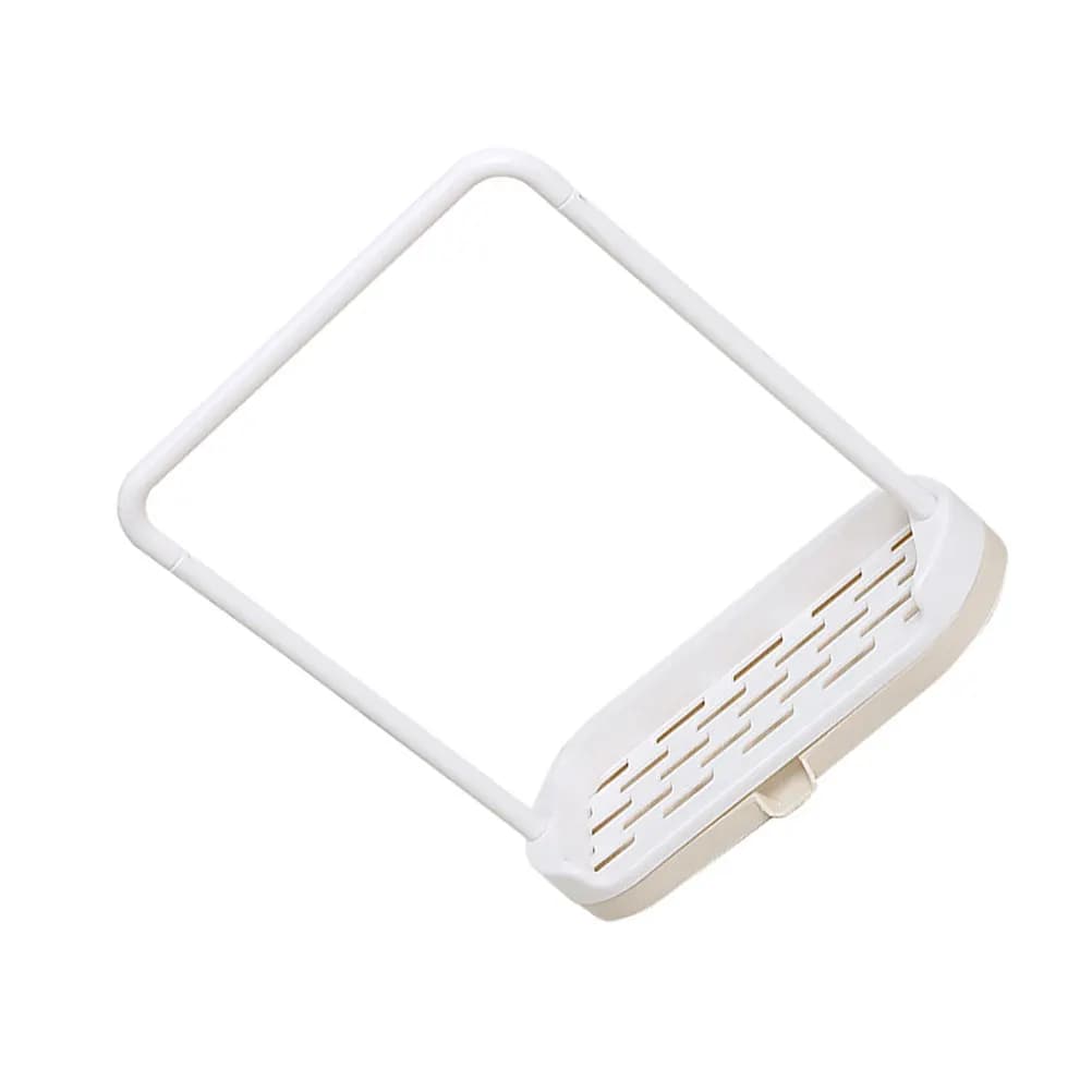 Portasciugamani da cucina in plastica beige da appoggio con barra appendi-asciugamani, scomparto per sapone e scarico acqua