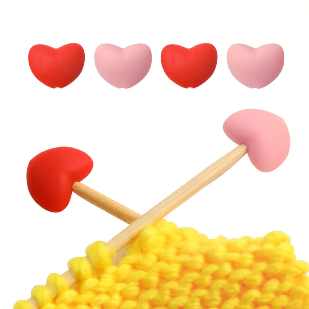6 pezzi di protezioni per punti di ago per maglieria, tappi per aghi a forma di cuore, tappi per aghi, accessori per maglieria