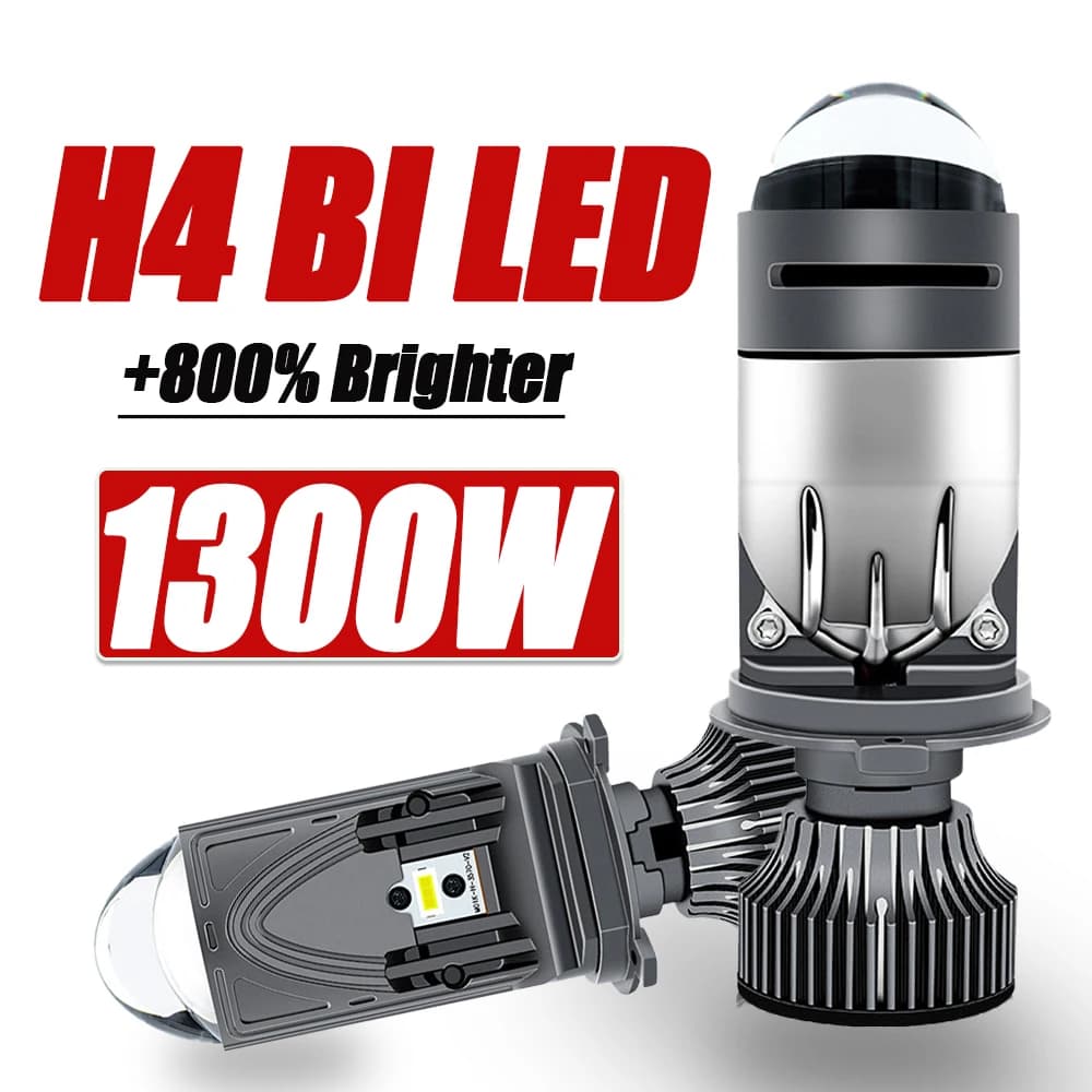 Proiettore LED H4 Mini lente per auto Bi LED Lampadina per fari Hi/Lo Fascio CANBUS Auto/Moto Turbo Fan Fendinebbia ad alta luminosità Plug & Play 12V