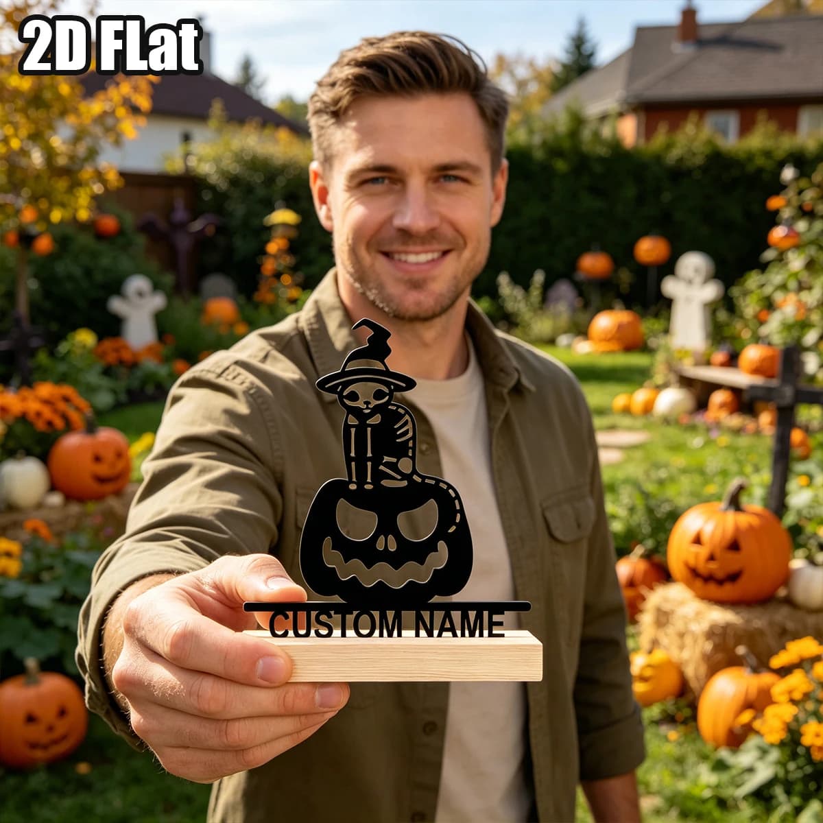 1Pc Custom Cute Pumpkin Candle Wooden Base Metal Ornament,Home Room Desktop Decor,Ideal Birthday Wedding Halloween Festive Gift