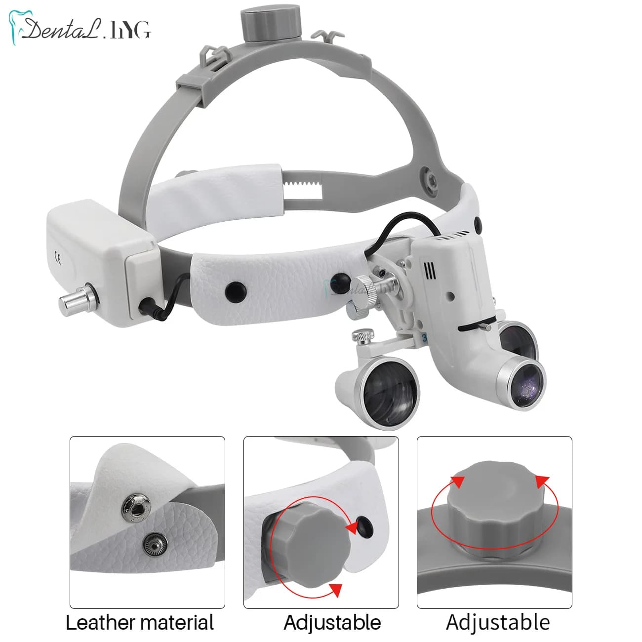 2.5X/3.5X Lampada dentale a LED Lenti di ingrandimento binoculari Luminosità Spot Lab dentale regolabile 5W Lampada frontale per faro chirurgico EU/US