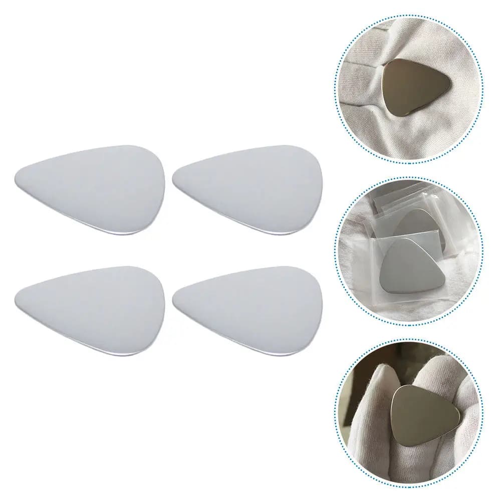 4Pcs Stainless Steel Guitar Picks Professional Tone Rich Bright Sound Fast Response for Electric Bass Acoustic Ukulele Plectrums