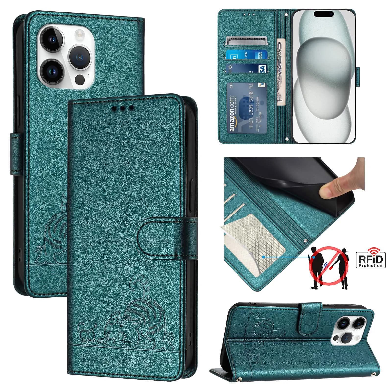 Custodia a tracolla divertente con gatto per Xiaomi POCO X7 Pro X6 Neo X5 X4 NFC X3 GT F7 F6 F5 F3 in pelle con cordino e 3 slot per carte, cover a portafoglio da polso
