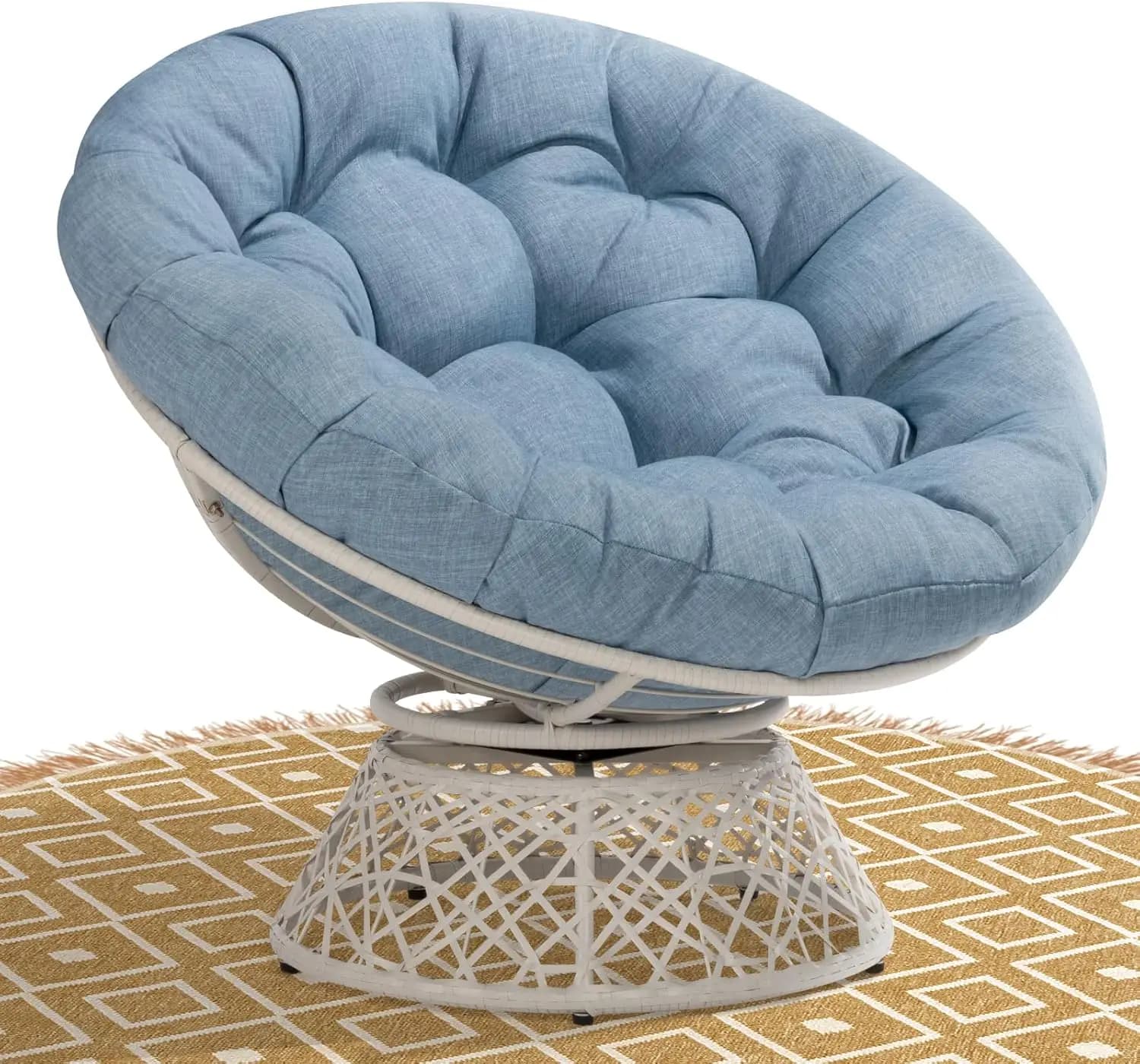 Sedia Papasan girevole ergonomica da 40 pollici con cuscino spesso, struttura in acciaio che supporta 400 libbre per soggiorno o camera da letto