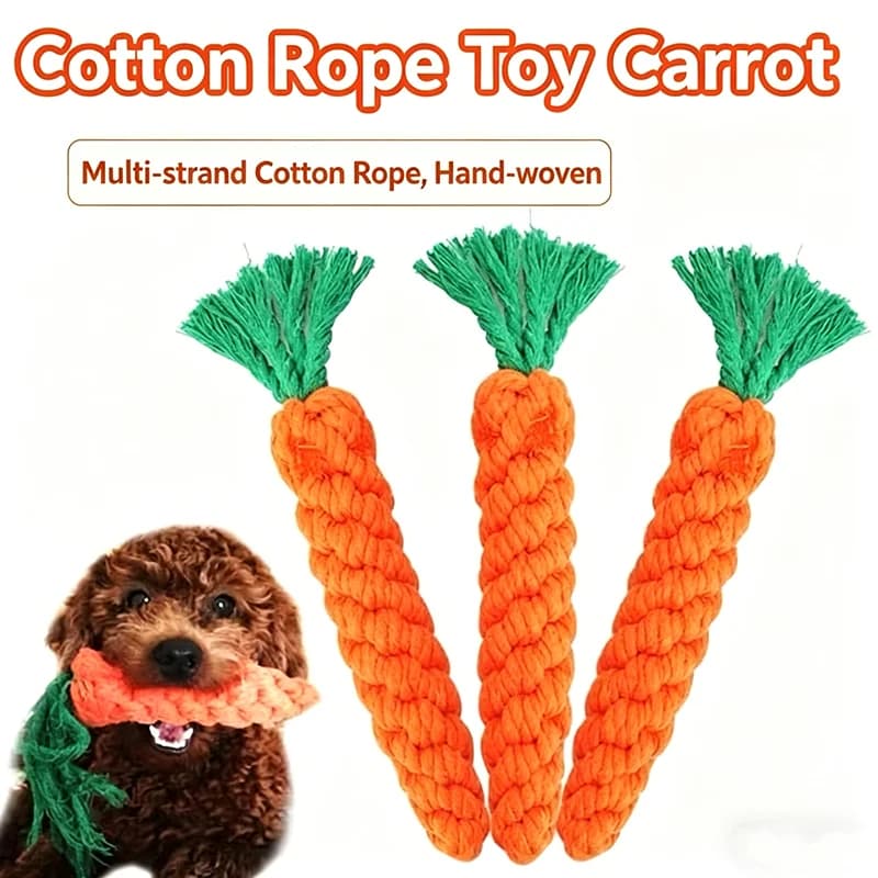 Giocattoli per cani a forma di carota con nodo in corda, resistenti ai morsi, per la masticazione dei cuccioli, per la pulizia dei denti, interattivi, per il gioco del tiro alla fune, accessori per animali domestici