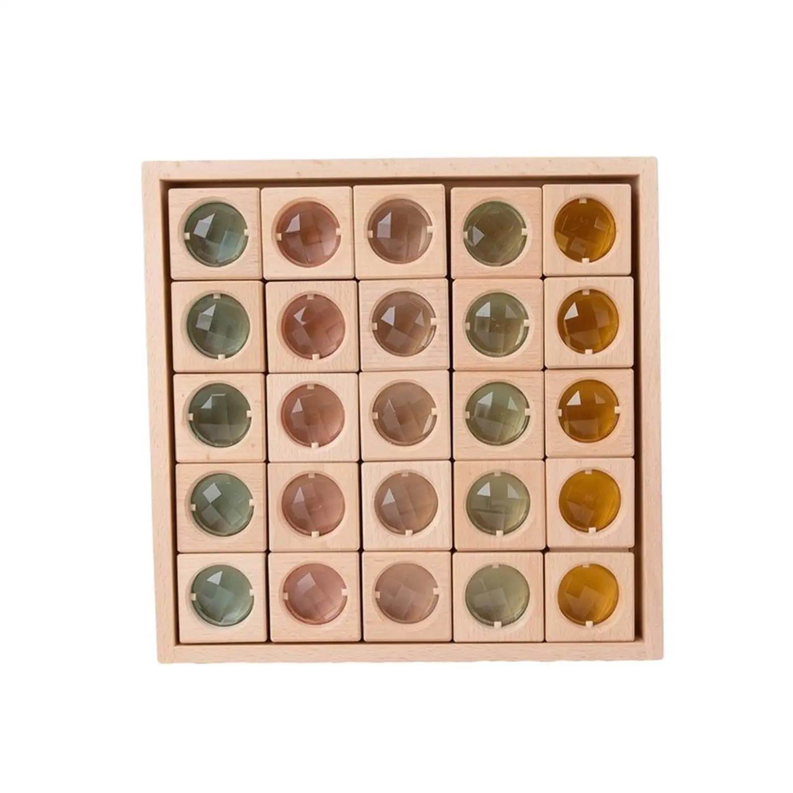 Wooden Block Board with Acrylic Blocks Translucent for Classroom, Young Children