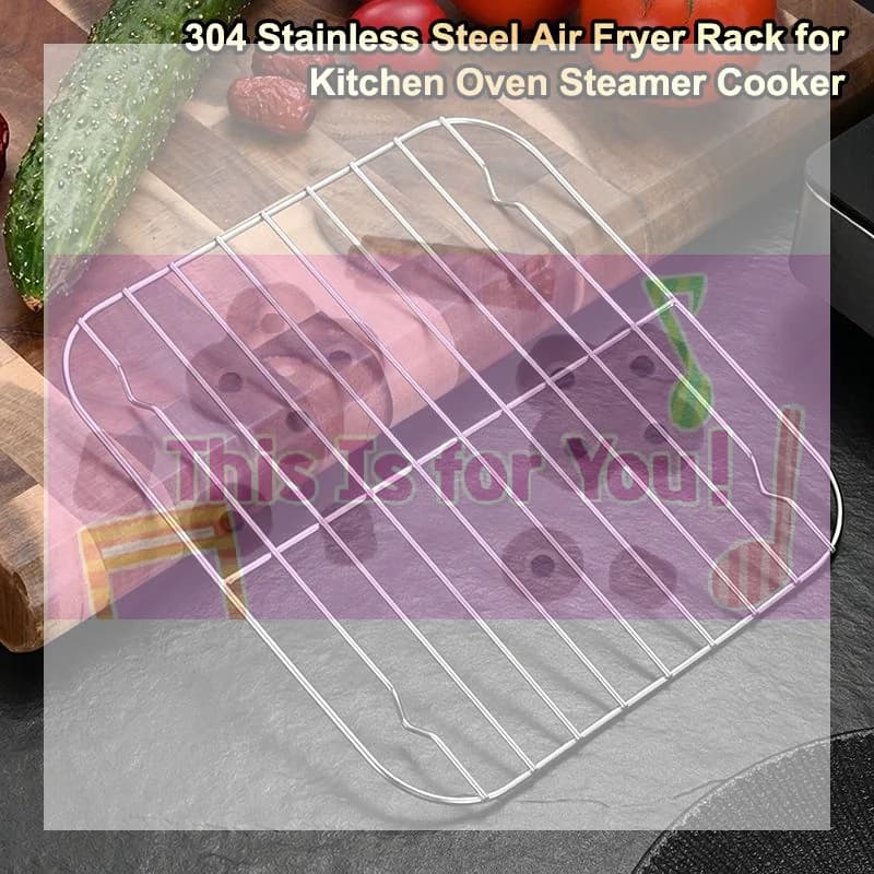 Griglia Quadrata per Friggitrice ad Aria, Griglia per Cottura a Vapore, Rete BBQ in Acciaio Inossidabile 304, Supporto per Barbecue da Forno Domestico