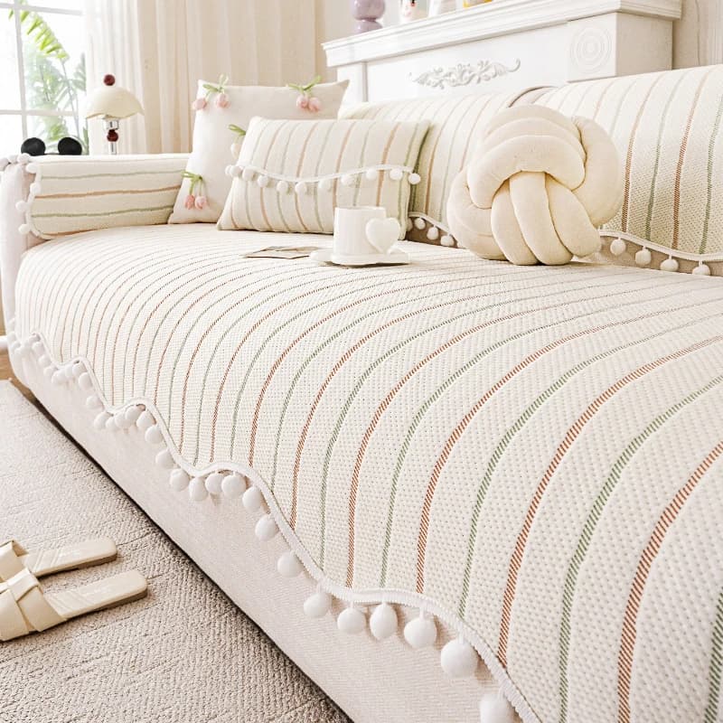 Light Luxury Summer Ice Silk Sofa Cushion 2026 New Sofa Cover Fixed Non-slip Straight Row Special Shaped Cushion Solid Color