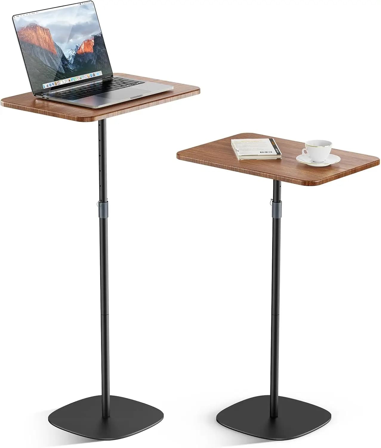 Supporto da Pavimento Regolabile per Laptop, Altezza 18''-48'', Scrivania Mobile in Legno per Letto, Divano, Ufficio, Casa, Nero