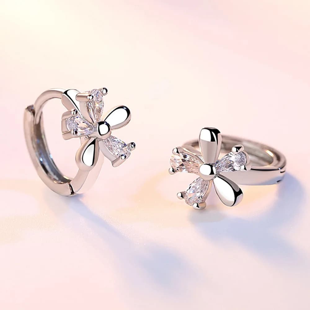 925 sterling silver earrings with zirconia crystals for women, classic earrings with intertwined geometric lines, versatile jewelry for parties
