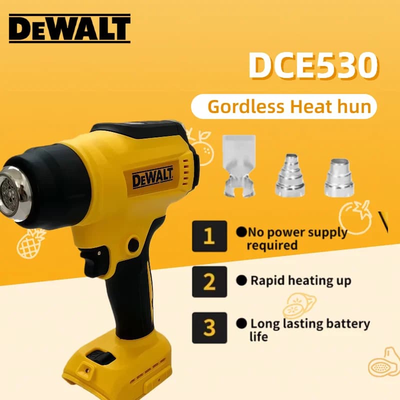 Pistola Termica Cordless Dewalt per Batteria 18-20V DCE530, 300W Alta Potenza, Soffiatore Termico per Saldatura e Termoretrazione