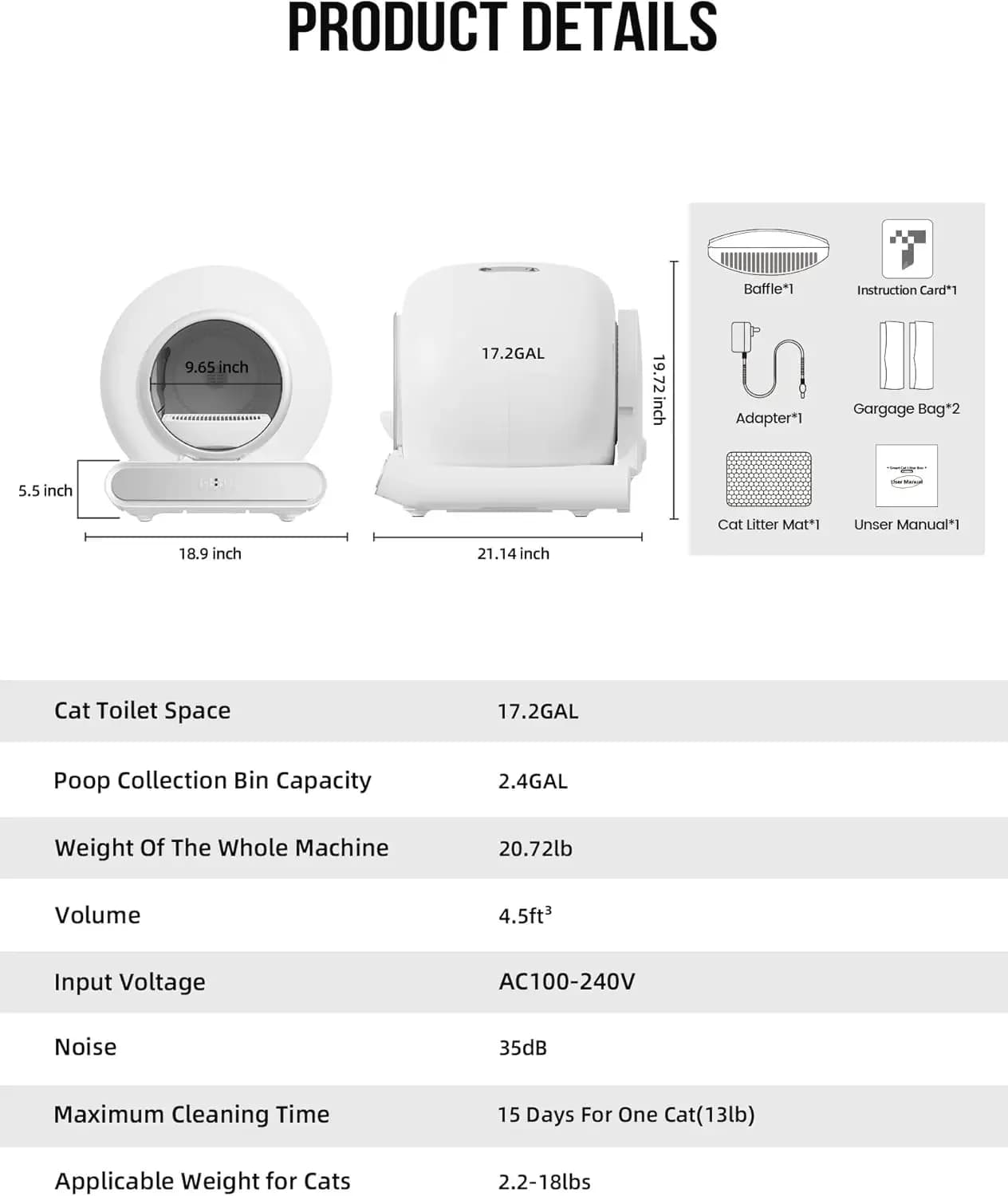 #Newest Design 65L Large Capacity Smart Cat Litter Box Automatic Cat Toilet