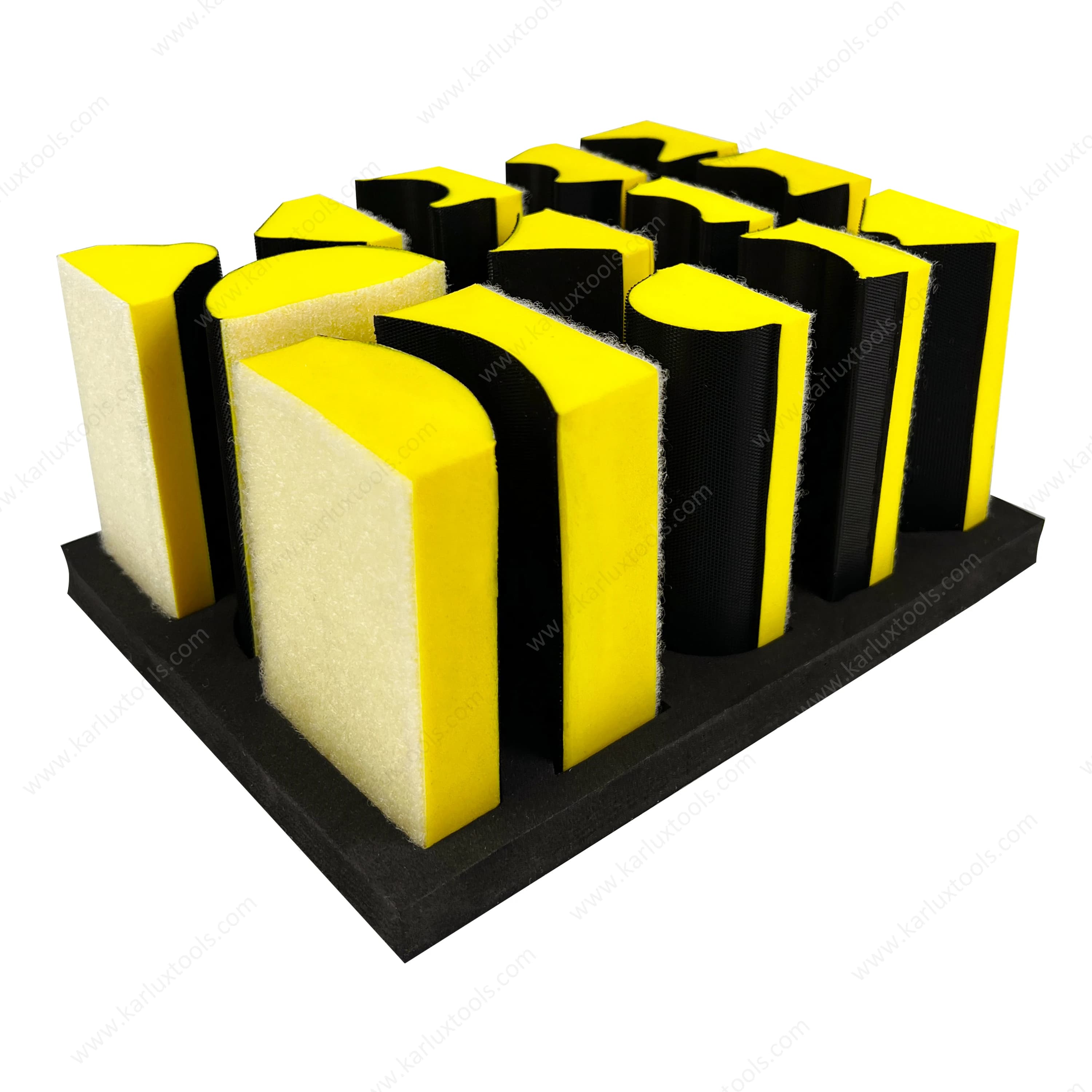 Set di blocchi per levigatrice manuale in schiuma di forme assortite intercambiabili con gancio e anello da 14 pezzi per vernice per auto per mobili in legno