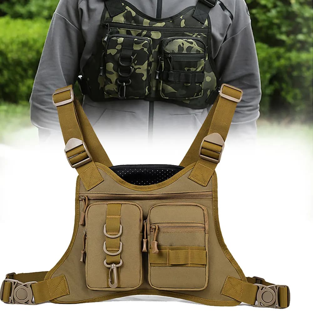 Tactical Molle Front Chest Rig Vest Bag Outdoor Sports Travel Men's FIshing Hiking Camping Trekking Training Backpack