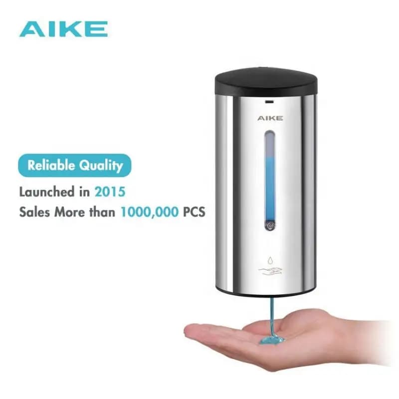 AIKE Dispenser automatico di sapone liquido Dispenser di disinfettante per le mani da bagno in acciaio inossidabile da 750 ml Dispenser con sensore a parete