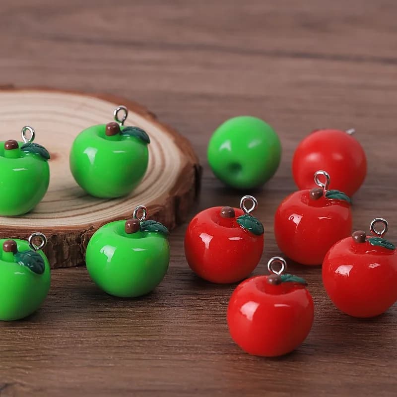 10 ciondoli in resina con ciondolo a forma di frutta, ciondolo in resina di mela rossa alla moda per la creazione di accessori per orecchini, braccialetti, gioielli fai da te