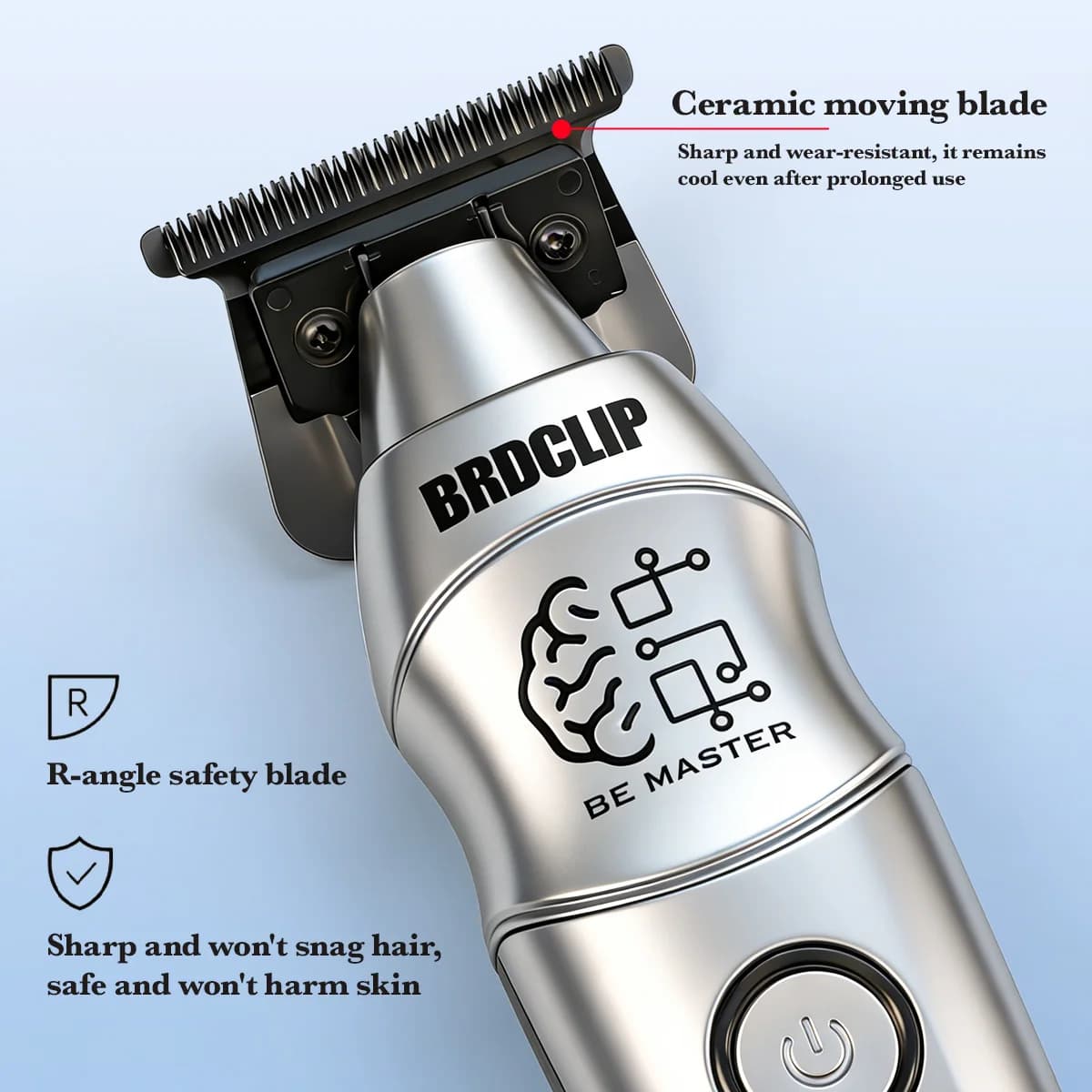 Tagliacapelli professionale WMARK con regolazione continua a 0 denti, 6500-8000 RPM, luce LED e base di ricarica per barbieri e uomini.