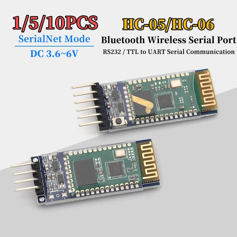 1/5/10PCS HC-05 HC-06 Modulo ricetrasmettitore Bluetooth integrato Master-Slave 6Pin/4Pin SerialNet per Arduino