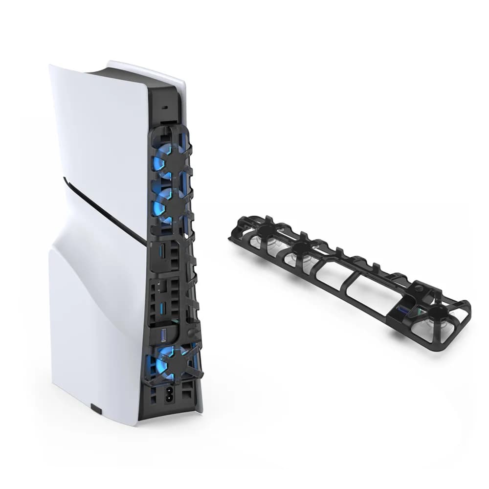 Ventola di raffreddamento multifunzionale per PS5 Slim, accessori di raffreddamento con 3 ventole più grandi, velocità regolabile, accensione/spegnimento automatico, porta USB 3.0 e LED