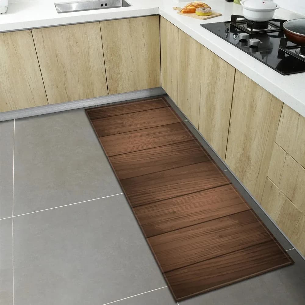 Tappetino da pavimento con motivo a venature del legno, tappetino da cucina per la casa, porta anteriore, decorazione