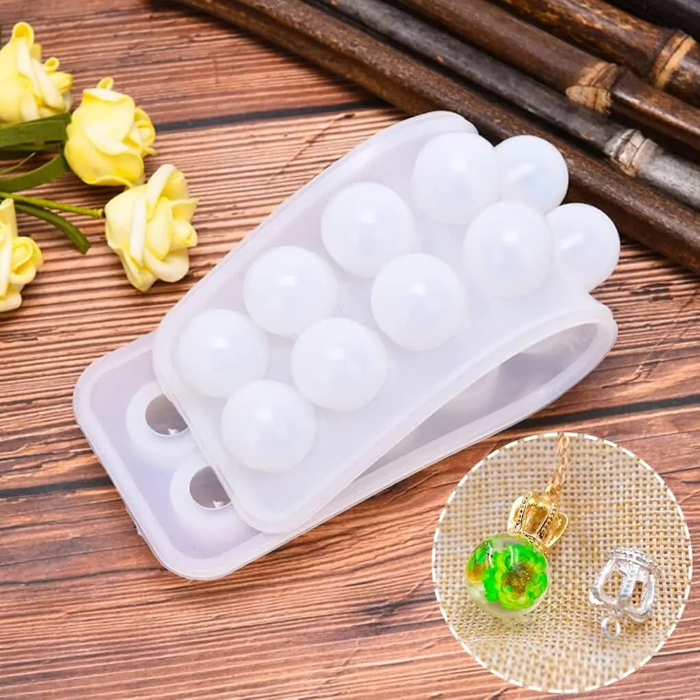 Stampo in resina sferica, stampo in silicone da 20 perline, stampo per colata in resina epossidica con sfera di cristallo, anello braccialetto orecchini collana pendente fai da te