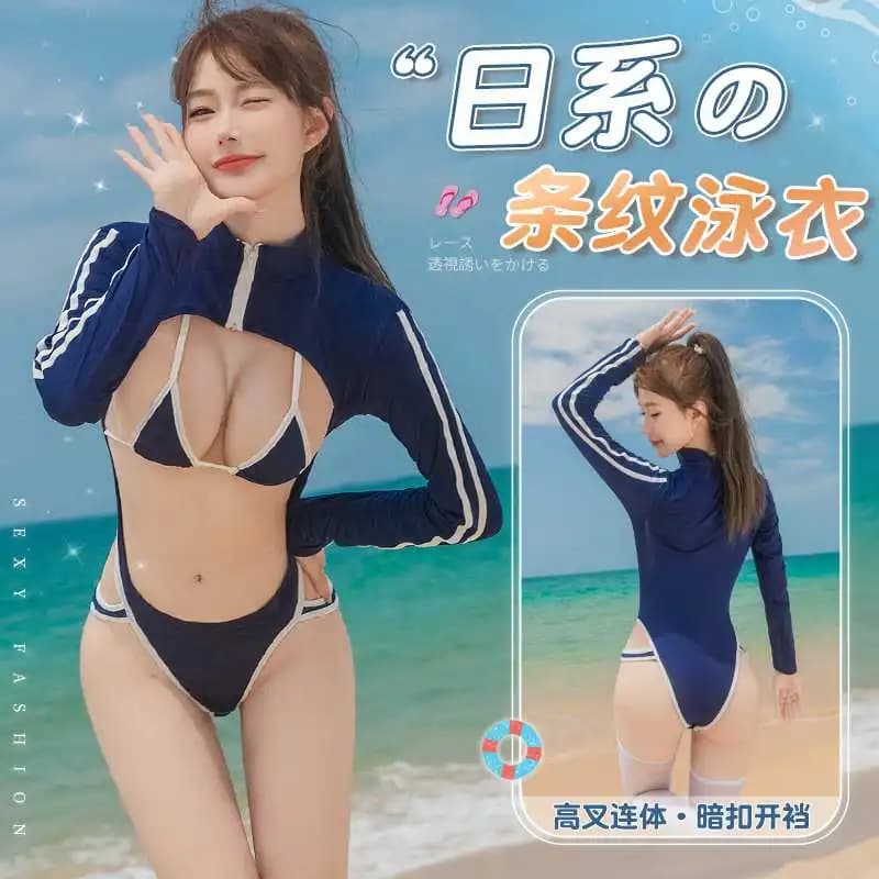 Costume da bagno a maniche lunghe con tuta intera da donna Sexy scava fuori da donna all'ingrosso