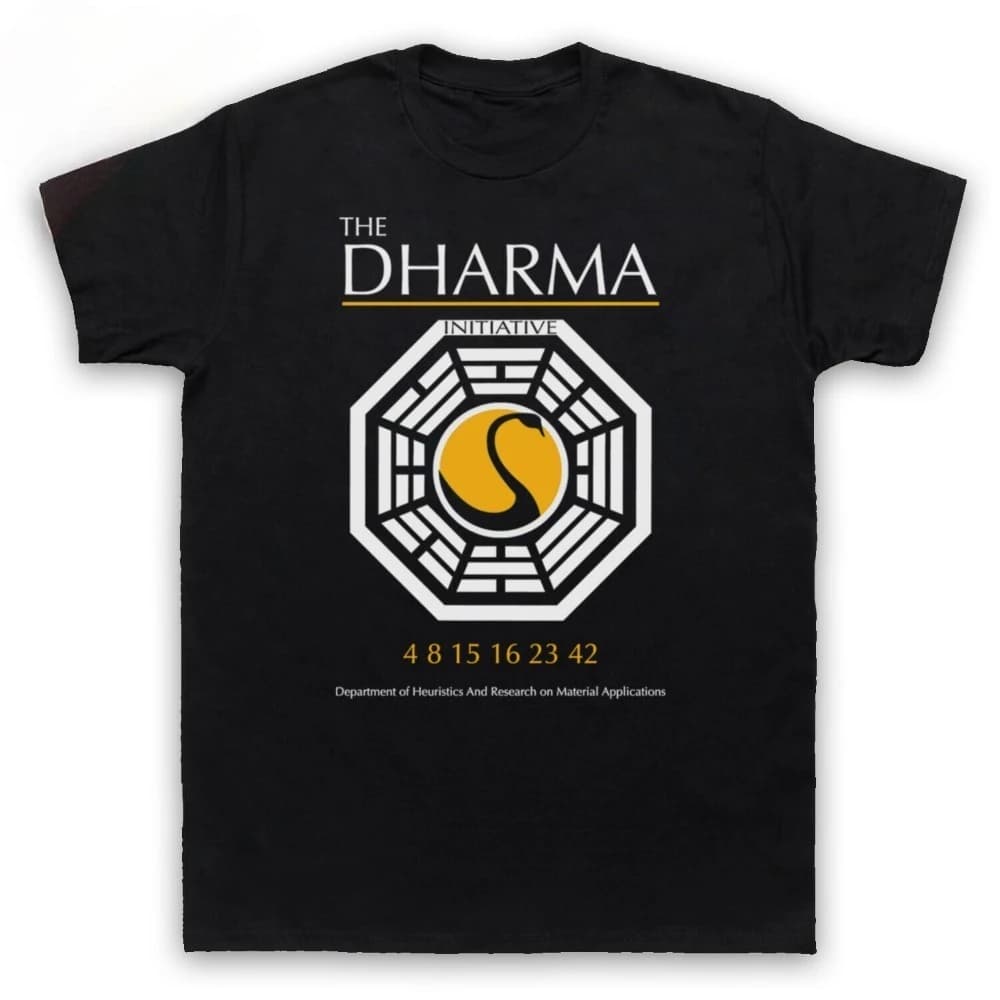 LOST UNOFFICIAL THE DHARMA INITIATIVE CULT TV SHOW MENS & WOMENS T-SHIRT High Quality Cotton Tops