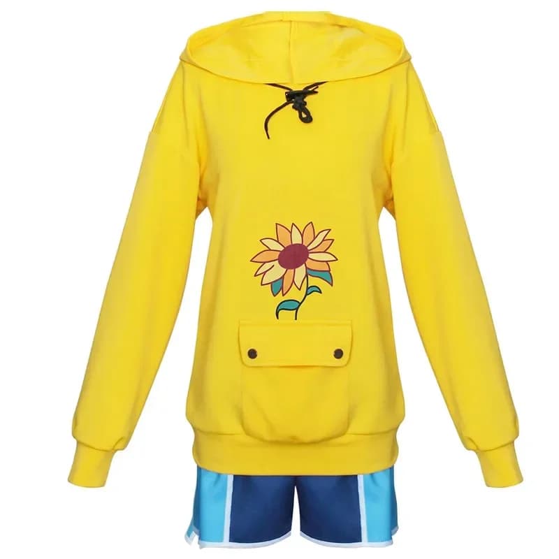 Nene 2025 Anime Wonder Egg Priority Ohto Ai Cosplay Women's Sweatshirt Wig Halloween Clothing Hoodie Yellow Sunflower Pullover