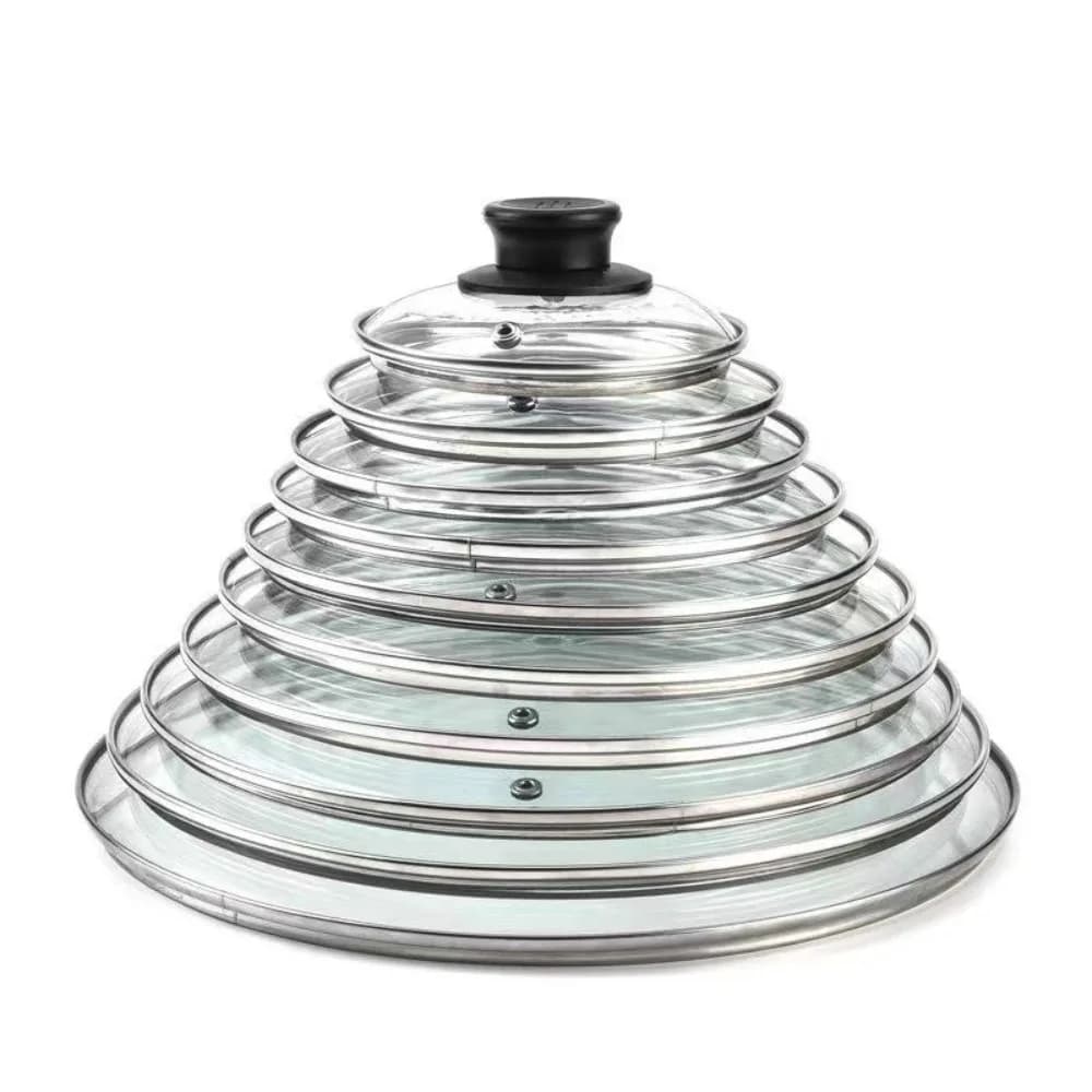 Durable universal cover round visible cover pot cover in stainless steel tempered glass kitchen accessories