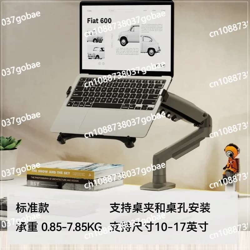 Supporto regolabile per monitor a doppio schermo, supporto per laptop, vassoio telescopico girevole.