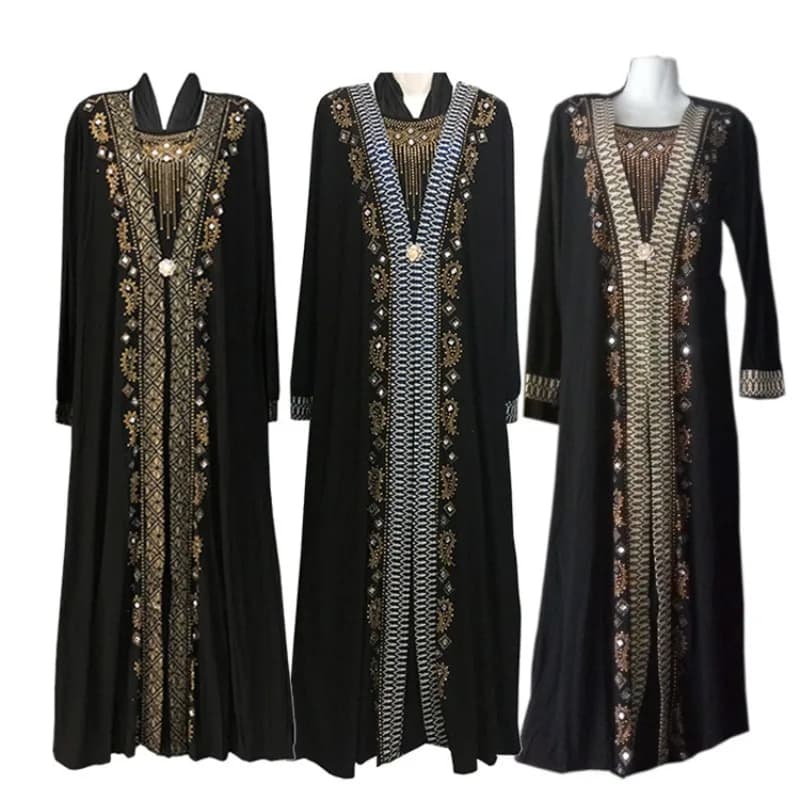 Dubai Arab Islam Abaya Women Muslim Long Dress Sequin Beading Kaftan Robes Elegant Splice Maxi Dresses Islamic Clothing Caftan
