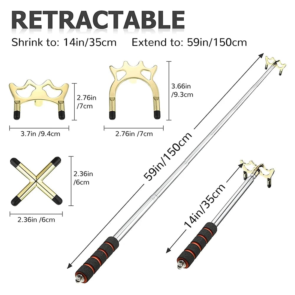 Budget-Friendly Retractable Billiard Cue Stick Bridge With 3Pcs Removable Brass Bridge Head Billiard Table Pool Cue Accessories
