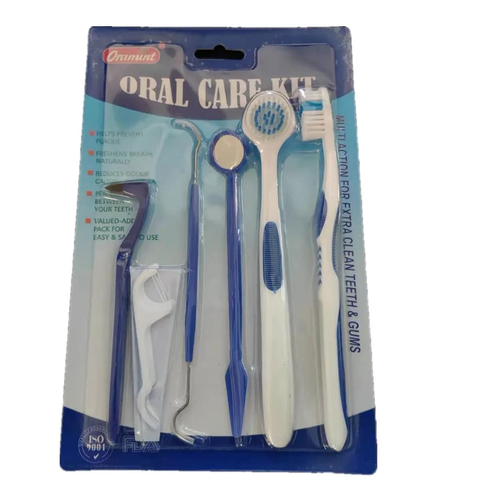 Set di 8 Strumenti per la Pulizia Orale e Dentale, Kit per lo Sbiancamento dei Denti e l'Igiene Orale con Specchietto, Gancio e Spazzolino