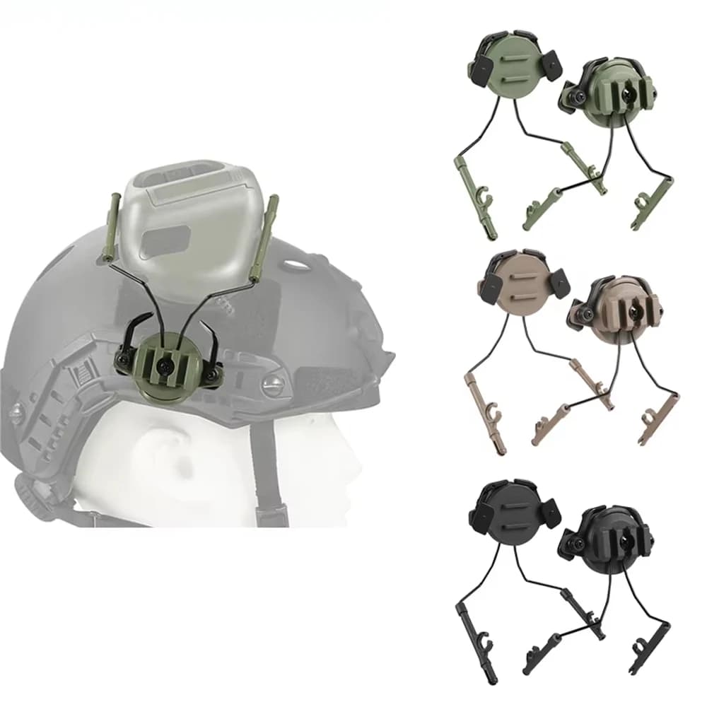 Army Tactical Headset Holder Fast Helmet Rail Suspension Bracket Hunting Shooting Headset Bracket Helmet Rail Adapter Set
