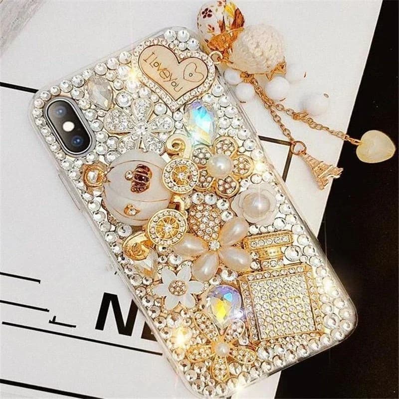 Capa Rhinestone Love Case For iphone 16 15 Plus 14 13 Pro 12 Mini 11 Pro 17 Air XR 7 8 PLUS Phone Case Diamond Cover coque