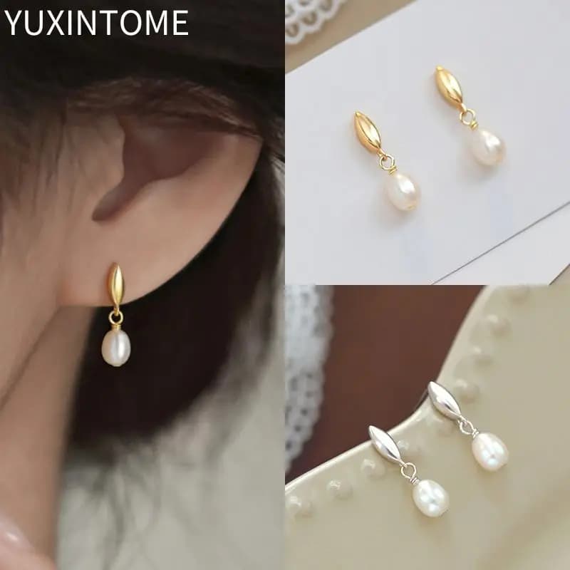 Orecchini a bottone con perle ad ago in argento sterling 925 per le donne Orecchini pendenti con perle geometriche squisite Gioielli di lusso Regali per feste