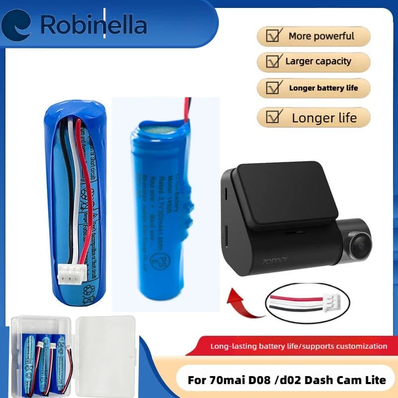 Per 70mai D08 /d02 Dash Cam Lite Accessori Professionali Batteria Al Litio 3.7V HMC1450 Registratore Auto Batteria Al Litio Speciale