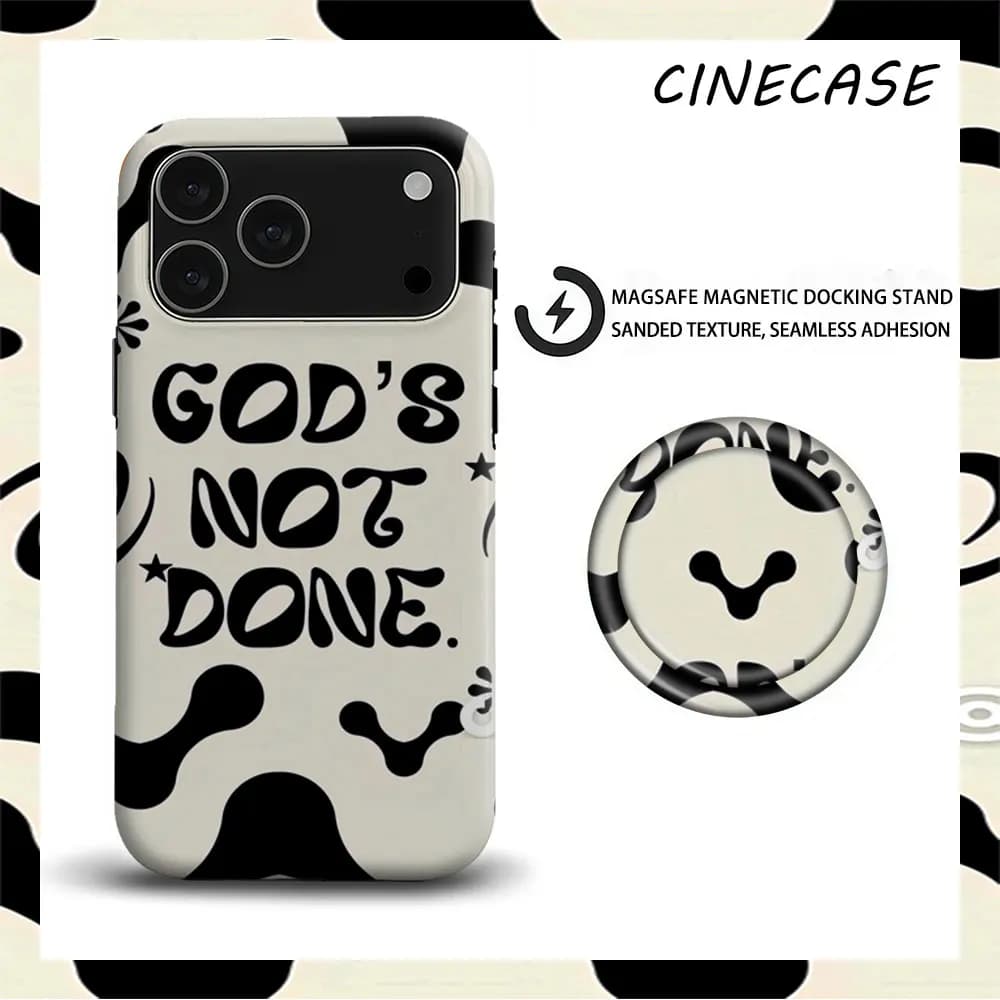 Gods Not Done Custodia per telefono 2-in-1 opaca per MagSafe con PopSocket Grip Bumper abbinato per iPhone 17 16 15 14 13 Pro Max
