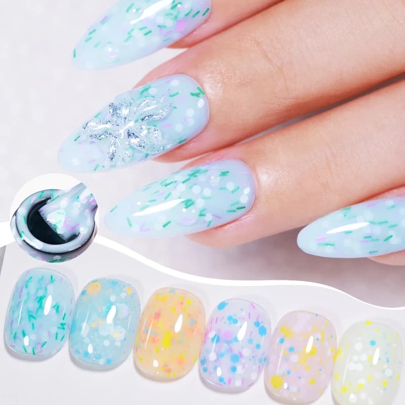 AWStorG Smalto Gel per Unghie Bianco Yogurt 7.5ml, Glitter Resistente allo Sfregamento, Lunga Durata, UV/LED, per Unghie Primavera Estate Fai da Te