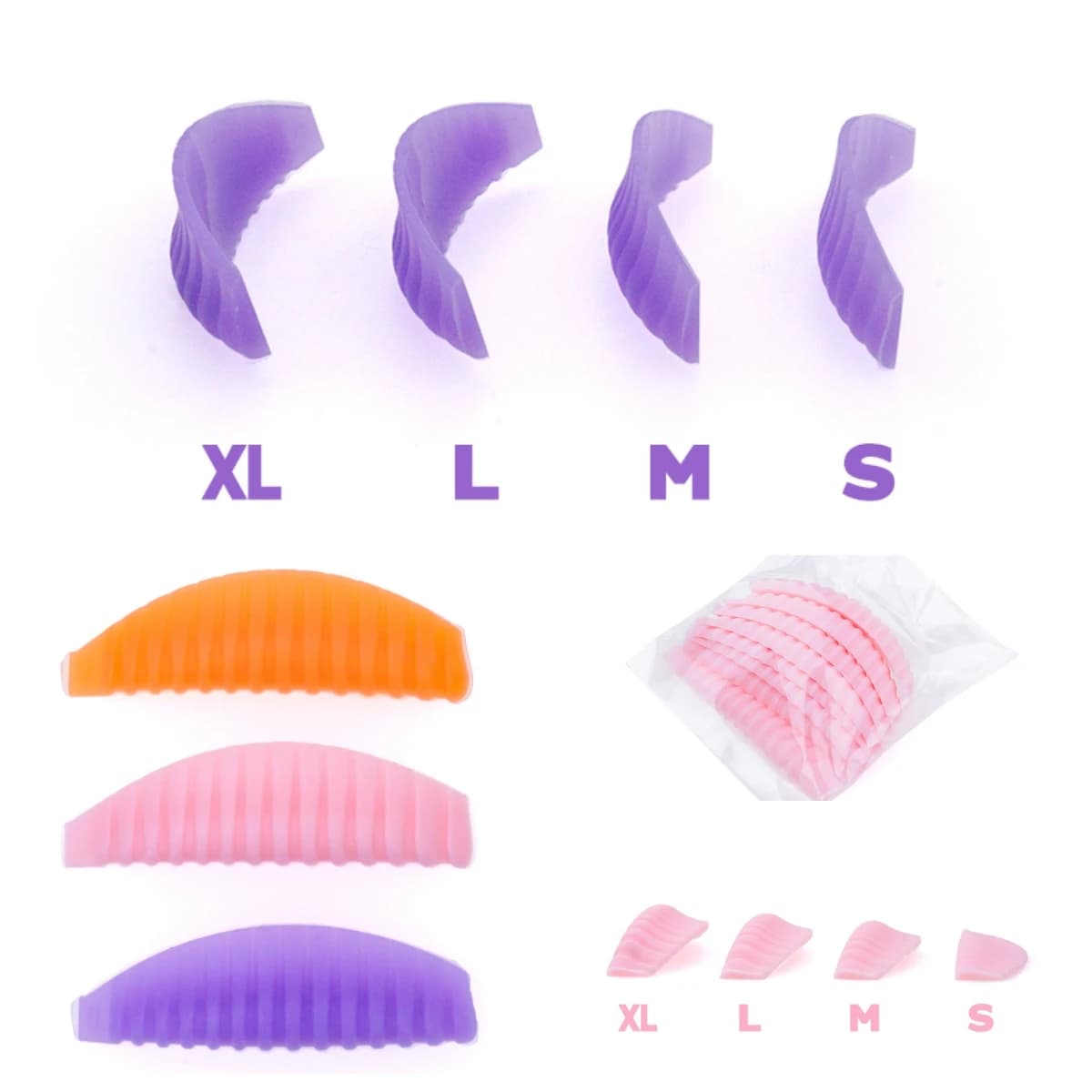4 Silicone Bearing Paia Reusable for Lamination Eyelashes, Vertical Strips for Permanent, 3D Bigodini for Extension Eyelashes, Makeup Tools
