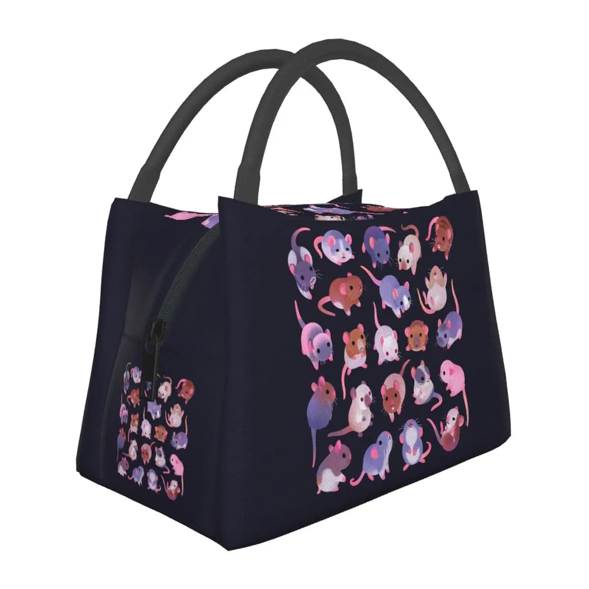 Fancy Rat - Dark Insulated Lunch Bag for School Bento Storage Food Boxes Portable Container Cooler Thermal Lunch Box Tote