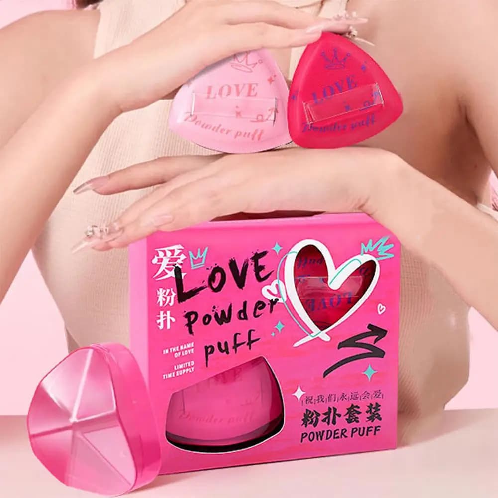 Spugna per trucco a doppio uso, applicatore per cipria e beauty blender, spugna triangolare per viso e corpo, set di applicatori per cipria per un finitura impeccabile