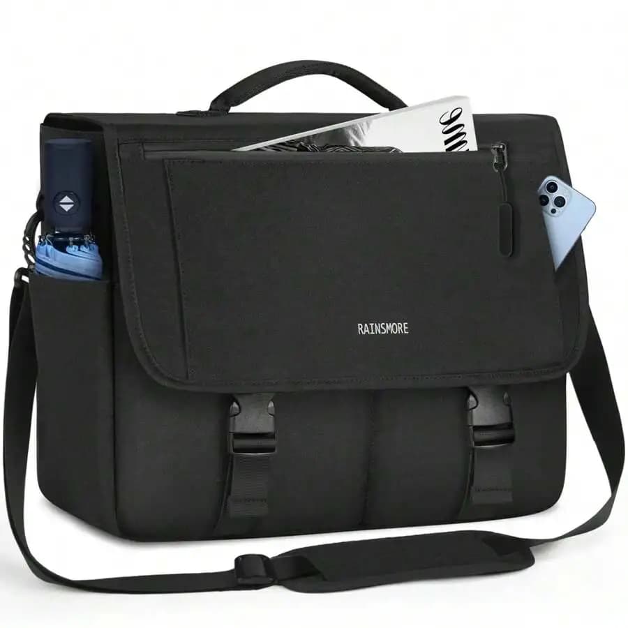 Borsa a Tracolla in Pelle Casual - Elegante Borsa a Spalla per Lavoro e Computer